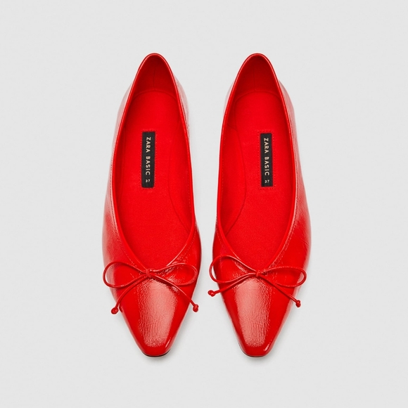 Zara Shoes - Zara Collection Red Leather Ballerina Flats Sz 40 EU / US 9 NWT